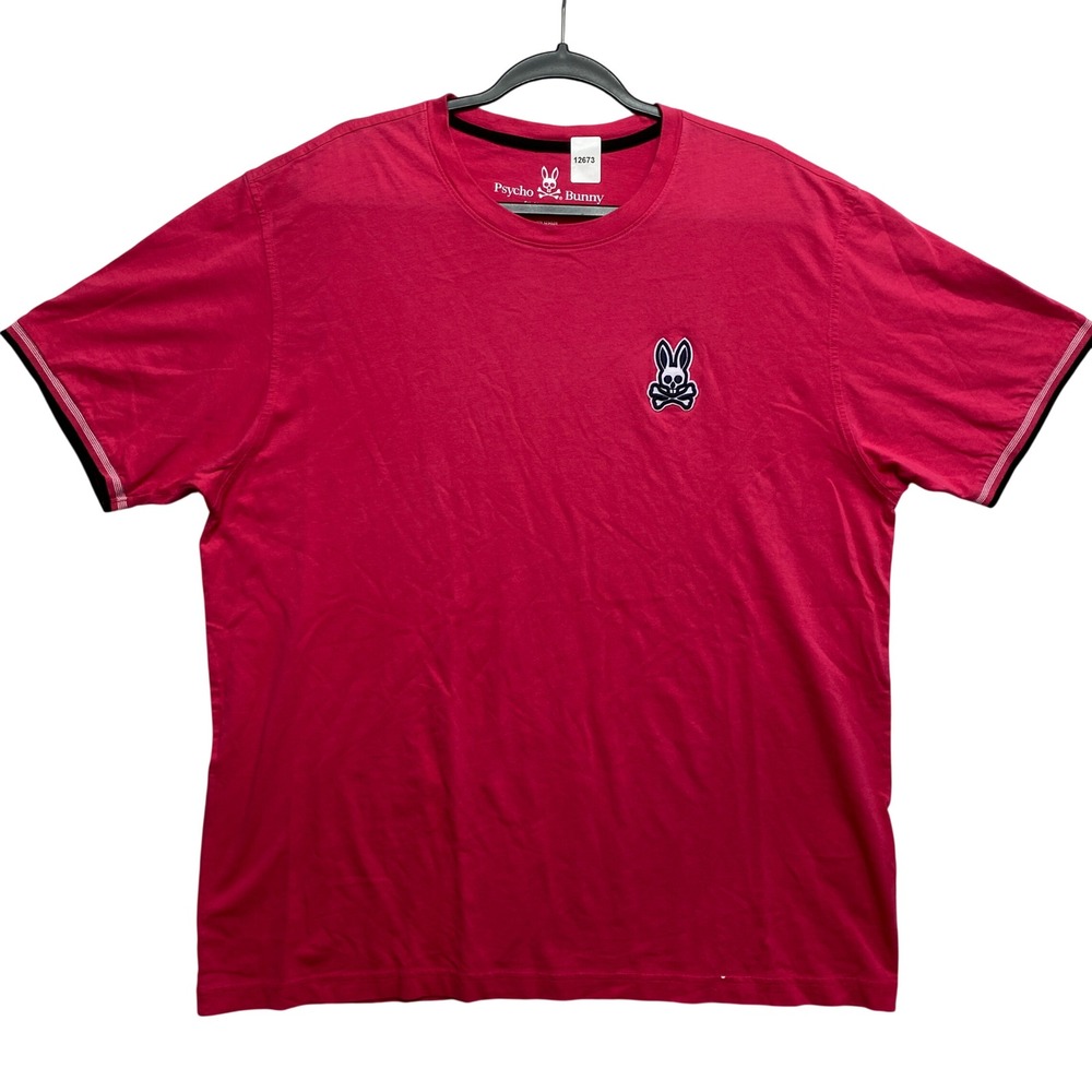 Psycho Bunny T-Shirt Mens 8 Pink Short Sleeve Embroidered Logo Tipped Cuffs